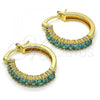 Oro Laminado Small Hoop, Gold Filled Style with Aqua Blue Cubic Zirconia, Polished, Golden Finish, 02.210.0281.12.20