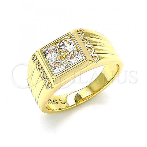 Oro Laminado Baby Ring, Gold Filled Style with White Cubic Zirconia, Polished, Golden Finish, 01.185.0017.04 (Size 4)