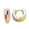 Stainless Steel Huggie Hoop, with Garnet and White Crystal, Polished, Golden Finish, 02.230.0074.2.12