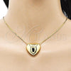 Oro Laminado Pendant Necklace, Gold Filled Style Heart and Hollow Design, Polished, Golden Finish, 04.341.0121.20