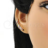 Oro Laminado Earcuff Earring, Gold Filled Style with Multicolor Cubic Zirconia, Polished, Golden Finish, 02.210.0695.1