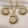 Oro Laminado Earring and Pendant Adult Set, Gold Filled Style Snail and Hollow Design, Polished, Golden Finish, 10.282.0012