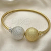 Oro Laminado Individual Bangle, Gold Filled Style Ball Design, Matte Finish, Two Tone, 07.383.0001