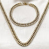 Stainless Steel Necklace and Bracelet, Miami Cuban Design, Polished, Golden Finish, 06.278.0016.1