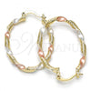 Oro Laminado Small Hoop, Gold Filled Style Diamond Cutting Finish, Tricolor, 02.65.2643.25