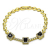 Oro Laminado Fancy Bracelet, Gold Filled Style with White and Black Cubic Zirconia, Polished, Golden Finish, 03.283.0307.1.07
