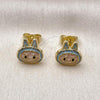 Oro Laminado Stud Earring, Gold Filled Style Turquoise Enamel Finish, Golden Finish, 02.156.0735.1