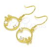 Sterling Silver Dangle Earring, with White Cubic Zirconia, Polished, Golden Finish, 02.366.0013.1