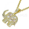 Oro Laminado Fancy Pendant, Gold Filled Style Elephant Design, Polished, Tricolor, 05.351.0185