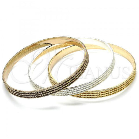 Gold Plated Trio Bangle, Diamond Cutting Finish, Tricolor, 03.53.0002.05 (06 MM Thickness, Size 5 - 2.50 Diameter)