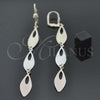 Oro Laminado Long Earring, Gold Filled Style Teardrop Design, Diamond Cutting Finish, Tricolor, 02.63.2272
