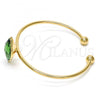 Oro Laminado Individual Bangle, Gold Filled Style with Fern Green Swarovski Crystals, Polished, Golden Finish, 07.239.0006.8 (02 MM Thickness, One size fits all)