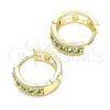 Oro Laminado Huggie Hoop, Gold Filled Style with Aqua Blue Cubic Zirconia, Polished, Golden Finish, 02.210.0635.2.15