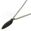 Stainless Steel Pendant Necklace, Leaf Design, with Black Crystal, Polished, Steel Finish, 04.232.0001.1.31