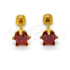 Stainless Steel Stud Earring, Star Design, with Garnet Cubic Zirconia, Polished, Golden Finish, 02.271.0006.2