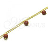 Oro Laminado Charm Anklet , Gold Filled Style Curb Design, Polished, Golden Finish, 03.63.2073.10