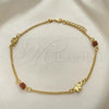 Oro Laminado Basic Anklet, Gold Filled Style Elephant and Rolo Design, Polished, Golden Finish, 03.02.0092.10