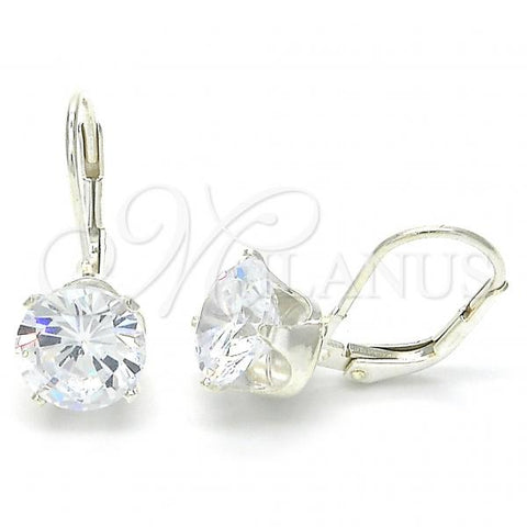 Sterling Silver Leverback Earring, with White Cubic Zirconia, Polished,, 02.63.2622