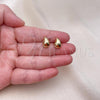 Oro Laminado Stud Earring, Gold Filled Style Teardrop Design, Polished, Golden Finish, 02.342.0333