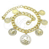 Oro Laminado Charm Bracelet, Gold Filled Style Polished, Golden Finish, 03.331.0210.08