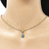 Oro Laminado Fancy Pendant, Gold Filled Style Evil Eye Design, Light Blue Resin Finish, Golden Finish, 05.63.1162.1