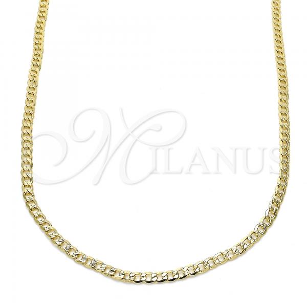 Oro Laminado Basic Necklace, Gold Filled Style Curb Design, Polished, Golden Finish, 5.222.008.18