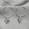 Sterling Silver Small Hoop, Cross Design, Polished, Silver Finish, 02.401.0011.25