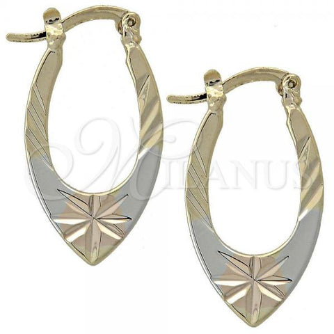 Oro Laminado Small Hoop, Gold Filled Style Diamond Cutting Finish, Tricolor, 5.158.042.1