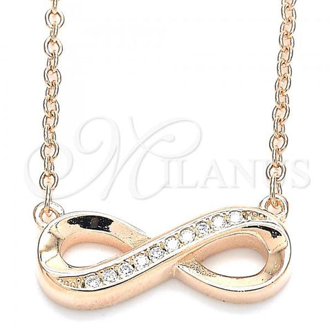 Sterling Silver Pendant Necklace, Infinite Design, with White Cubic Zirconia, Polished, Rose Gold Finish, 04.336.0154.1.16