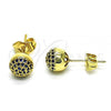 Oro Laminado Stud Earring, Gold Filled Style with Sapphire Blue Micro Pave, Polished, Golden Finish, 02.156.0424.8