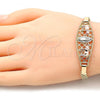 Oro Laminado Fancy Bracelet, Gold Filled Style Guadalupe and Elephant Design, Polished, Tricolor, 03.380.0025.07