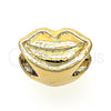 Oro Laminado Love Link Pendant, Gold Filled Style Lips Design, Golden Finish, 05.179.0015