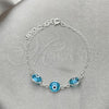 Sterling Silver Fancy Bracelet, Evil Eye Design, with Blue Topaz Crystal, Polished, Silver Finish, 03.401.0007.07
