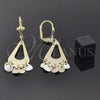 Oro Laminado Chandelier Earring, Gold Filled Style Diamond Cutting Finish, Tricolor, 02.32.0198