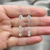 Sterling Silver Long Earring, with White Cubic Zirconia, Polished, Silver Finish, 02.401.0068