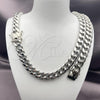 Stainless Steel Necklace and Bracelet, Miami Cuban Design, Polished, Steel Finish, 06.116.0041