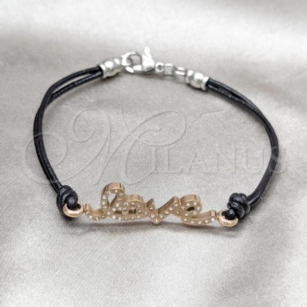 Stainless Steel Fancy Bracelet, Love Design, with White Crystal, Polished, Rose Gold Finish, 03.63.22128.08