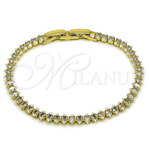 Oro Laminado Tennis Bracelet, Gold Filled Style with White Cubic Zirconia, Polished, Golden Finish, 03.213.0344.07