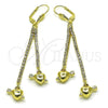 Oro Laminado Long Earring, Gold Filled Style Heart Design, with Cubic Zirconia, Golden Finish, 5.098.010