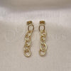 Oro Laminado Long Earring, Gold Filled Style Diamond Cutting Finish, Golden Finish, 02.213.0654