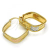 Oro Laminado Medium Hoop, Gold Filled Style Diamond Cutting Finish, Tricolor, 02.100.0065.1.30
