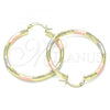 Oro Laminado Medium Hoop, Gold Filled Style Diamond Cutting Finish, Tricolor, 02.213.0153.1.40