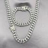 Stainless Steel Necklace and Bracelet, Miami Cuban Design, Polished, Steel Finish, 06.116.0042.1