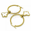 Stainless Steel Medium Hoop, Butterfly Design, White Enamel Finish, Golden Finish, 02.364.0006.30