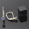 Oro Laminado Leverback Earring, Gold Filled Style with Amethyst Cubic Zirconia, Polished, Golden Finish, 5.128.104