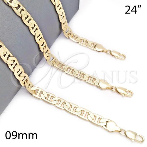 Oro Laminado Basic Necklace, Gold Filled Style Mariner Design, Polished, Golden Finish, 04.213.0187.24