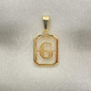 Oro Laminado Fancy Pendant, Gold Filled Style Initials Design, Polished, Golden Finish, 05.02.0069.5