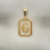 Oro Laminado Fancy Pendant, Gold Filled Style Initials Design, Polished, Golden Finish, 05.02.0069.5