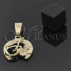 Oro Laminado Fancy Pendant, Gold Filled Style Diamond Cutting Finish, Golden Finish, 5.183.041