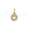 Oro Laminado Fancy Pendant, Gold Filled Style Initials Design, with White Micro Pave, Polished, Golden Finish, 05.341.0040